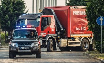 Konwój z pomocą humanitarną wyrusza do Niemiec fot. Piotr Zwarycz / Zespół Prasowy KG PSP