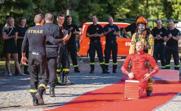 Test sprawności fizycznej, który odbywał się według regulaminu zawodów Firefighter Combat Challenge fot. Artur Kowalczyk / red. PP