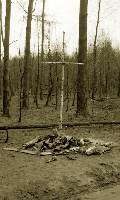 drewniany krzyż upamiętniający miejsce tragedii / fot. archiwum Nadleśnictwa Rudy Raciborskie