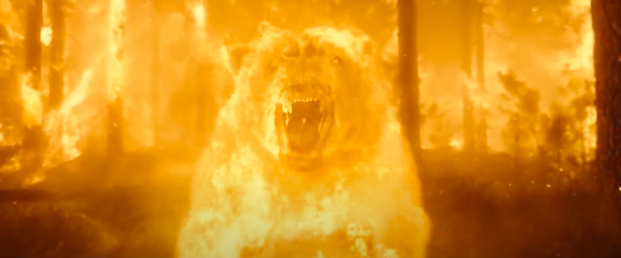 Demoniczny (nie)dźwiedź symbolizujący bezwzględną, niszczącą siłę ognia / fot. kadry z filmu "Tylko dla odważnych"