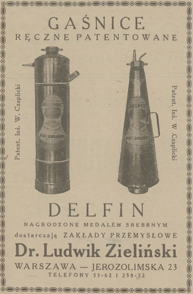 Reklamy sprzętu pożarniczego w „Przeglądach Pożarniczych” w czasach międzywojennych fot. PP (nr 19/1923, nr 2/1924)