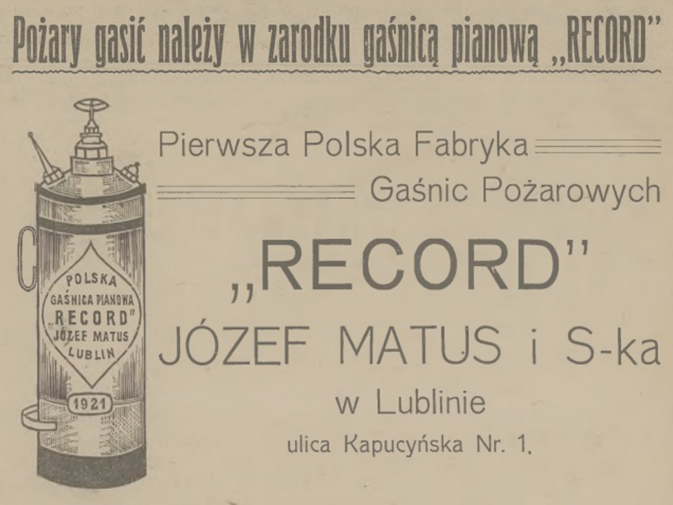 Reklamy sprzętu pożarniczego w „Przeglądach Pożarniczych” w czasach międzywojennych fot. PP (nr 19/1923, nr 2/1924)