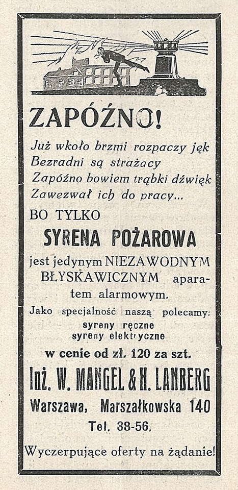 Jednostki OSP potrzebowały różnego rodzaju wyposażenia  źródło: PP nr 9-10 z 1930 r.