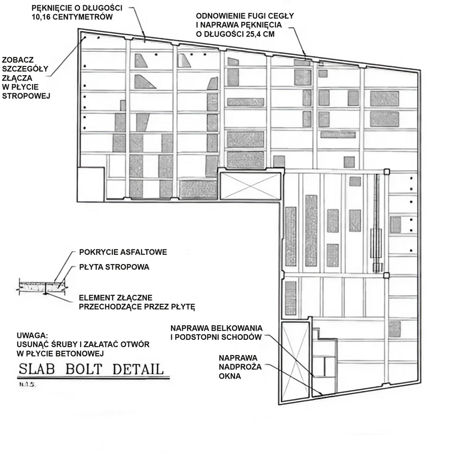 Rysunek 2 Plan konstrukcji dachu / źródło: Departament Budynków Nowego Jorku