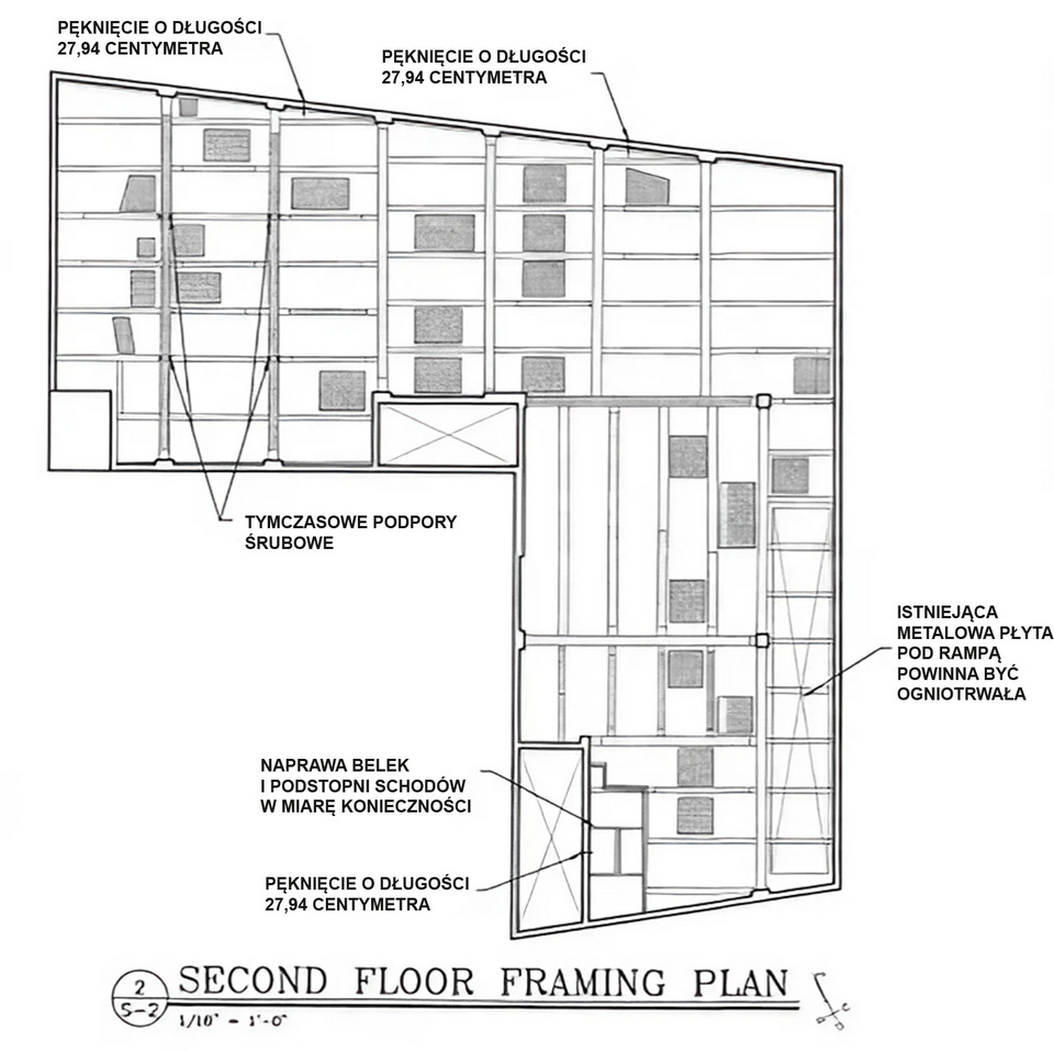Plan konstrukcji II piętra / źródło: Departament Budynków Nowego Jorku