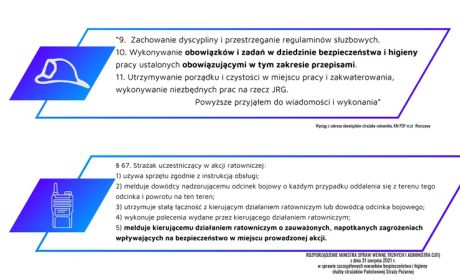 Odpowiedzialność za przestrzeganie przepisów nie spoczywa jedynie na KDR, ale na każdym strażaku uczestniczącym w działaniach ratowniczych. Ponadto każdy z nich jest zobowiązany do uważnej obserwacji otoczenia i reagowania w razie wykrycia dodatkowych zagrożeń / źródło: opracowanie własne