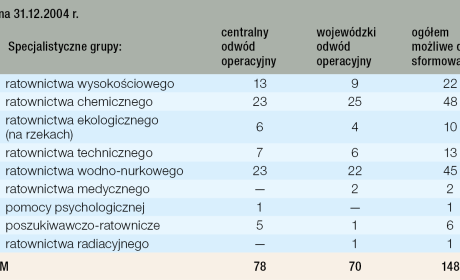 Zestawienie w tabeli 2 przedstawia stan liczebny specjalistycznych grup po trzech dekadach funkcjonowania ksrg. Ukazuje ono skalę rozbudowy i konsolidacji wybranych typów grup specjalistycznych, które obecnie stanowią jeden z kluczowych filarów operacyjnych systemu ratownictwa w Polsce.