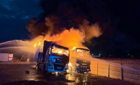 Pożar samochodów ciężarowych przy ul. Bażanciej w Kaliszu