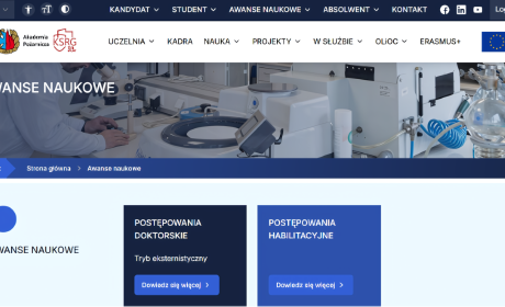 Zrzut ekranu przedstawiający stronę internetową Akademii Pożarniczej