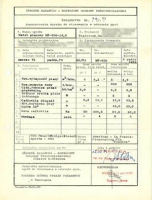 Świadectwa dopuszczenia OBROP/CNBOP / źródło: archiwum CNBOP-PIB