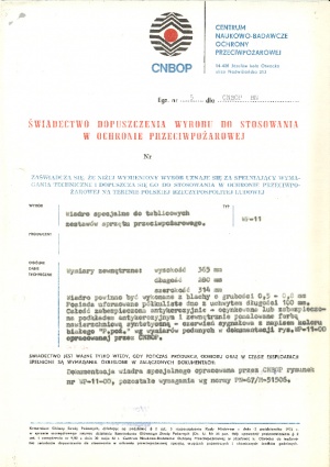 Świadectwa dopuszczenia OBROP/CNBOP / źródło: archiwum CNBOP-PIB