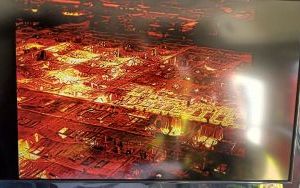 Obraz z kamery Colossusa – pożar hali przy ul. Marywilskiej w Warszawie