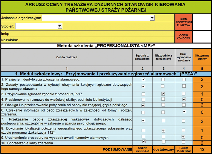 Przykładowy widok okna programowego