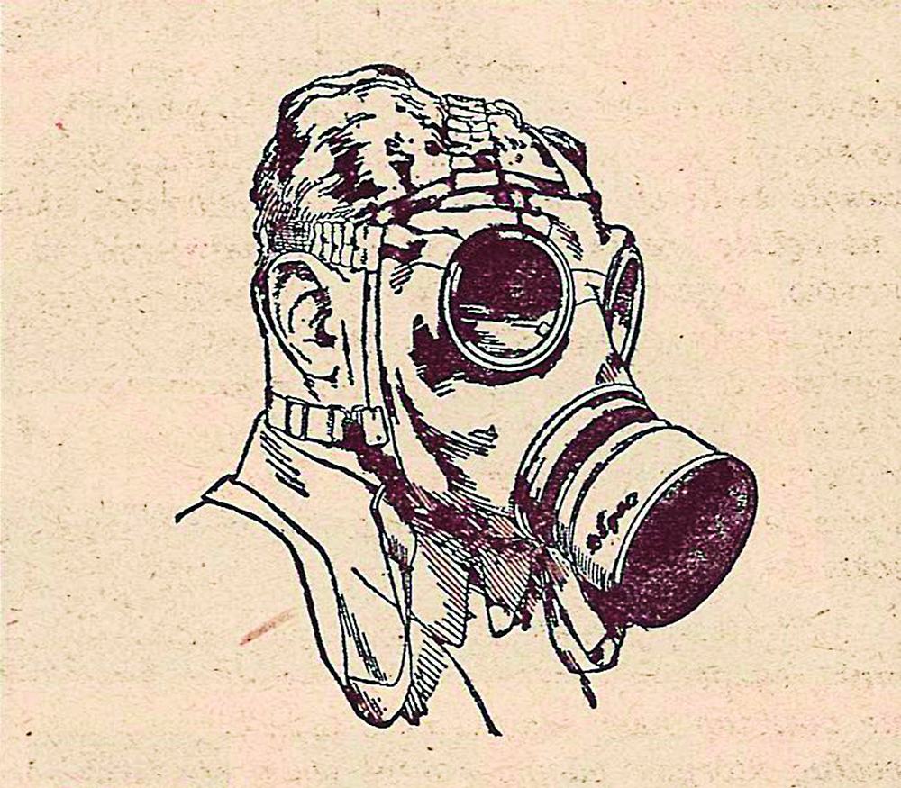 Fragment anonsu reklamowego z maską Degea (innego typu), zamieszczonego w „Przeglądzie Pożarniczym” z 1928 r.