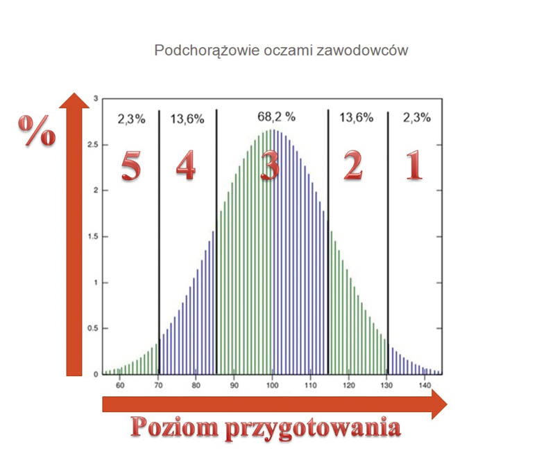 Typy podchorążych na podstawie krzywej Gaussa. Omówiono pięć najbardziej charakterystycznych grup podchorążych i ich cechy.